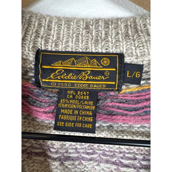 Eddie Bauer VINTAGE Fair Isle Heritage Wool Knit Vest, Large - Picture 2 of 7
